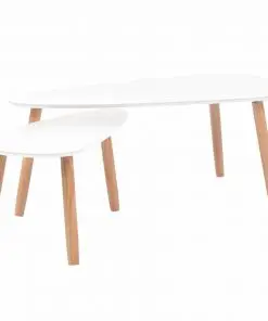 vidaXL Coffee Table Set 2 Pieces Solid Pinewood White