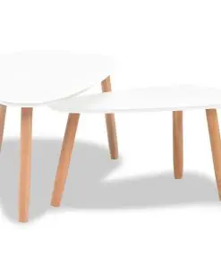 vidaXL Coffee Table Set 2 Pieces Solid Pinewood White
