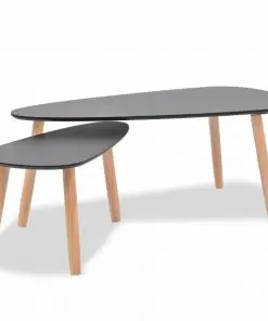 vidaXL Coffee Table Set 2 Pieces Solid Pinewood Black