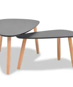vidaXL Coffee Table Set 2 Pieces Solid Pinewood Black