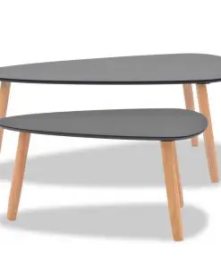 vidaXL Coffee Table Set 2 Pieces Solid Pinewood Black