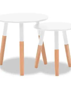 vidaXL Side Table Set 2 Pieces Solid Pinewood White