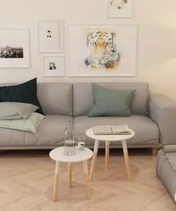 vidaXL Side Table Set 2 Pieces Solid Pinewood White