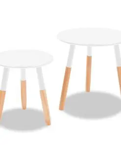 vidaXL Side Table Set 2 Pieces Solid Pinewood White