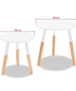 vidaXL Side Table Set 2 Pieces Solid Pinewood White