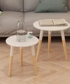 vidaXL Side Table Set 2 Pieces Solid Pinewood White