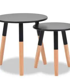 vidaXL Side Table Set 2 Pieces Solid Pinewood Black