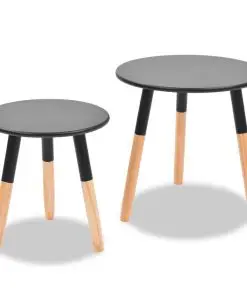 vidaXL Side Table Set 2 Pieces Solid Pinewood Black