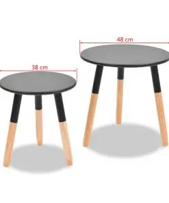 vidaXL Side Table Set 2 Pieces Solid Pinewood Black