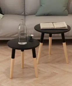 vidaXL Side Table Set 2 Pieces Solid Pinewood Black