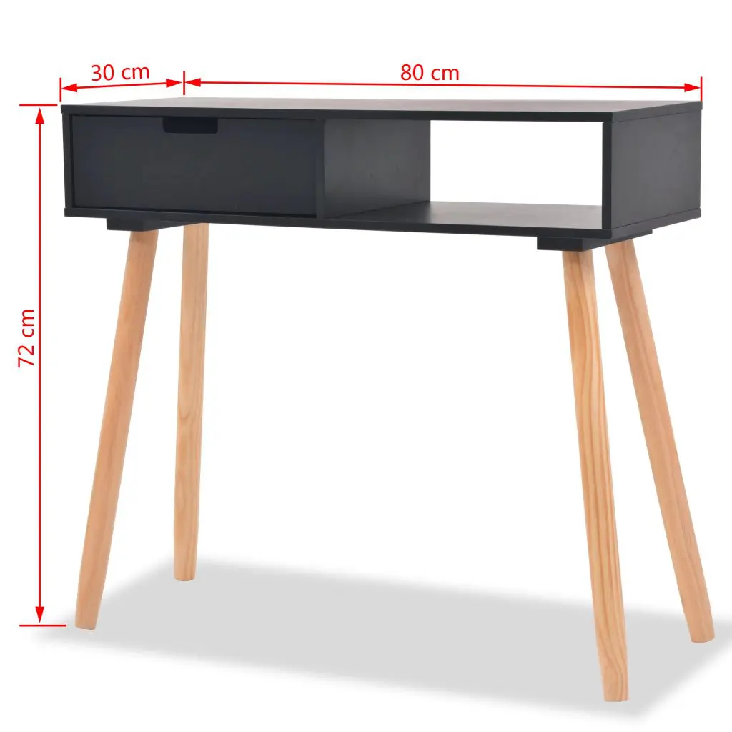 vidaXL Console Table Solid Pinewood 80x30x72 cm Black