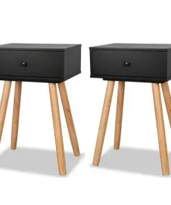 vidaXL Bedside Tables 2 pcs Solid Pinewood 40x30x61 cm Black