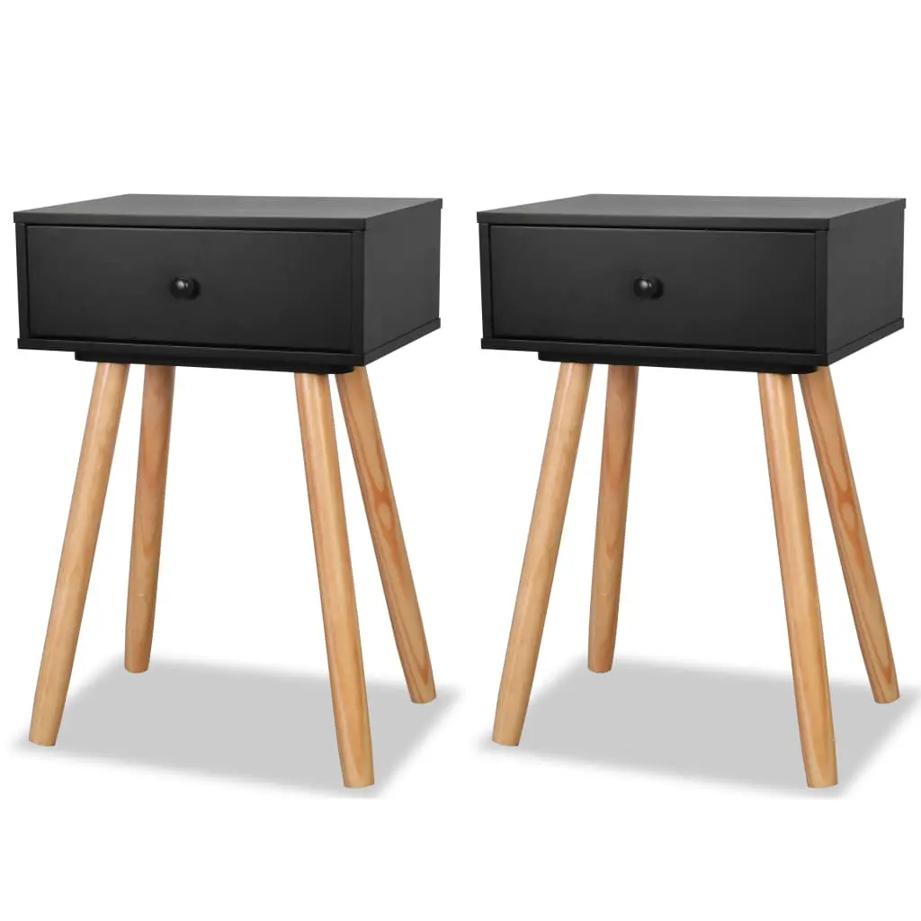 vidaXL Bedside Tables 2 pcs Solid Pinewood 40x30x61 cm Black