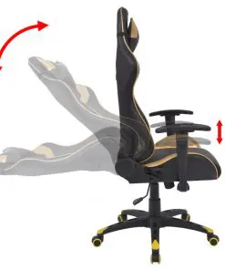 vidaXL Reclining Office Racing Chair Artificial Leather Gold