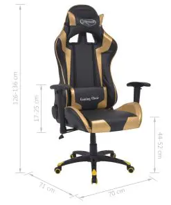 vidaXL Reclining Office Racing Chair Artificial Leather Gold