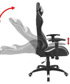 vidaXL Reclining Office Racing Chair Artificial Leather White