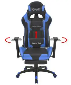 vidaXL Reclining Office Racing Chair with Footrest Blue