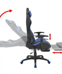 vidaXL Reclining Office Racing Chair with Footrest Blue