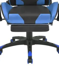 vidaXL Reclining Office Racing Chair with Footrest Blue