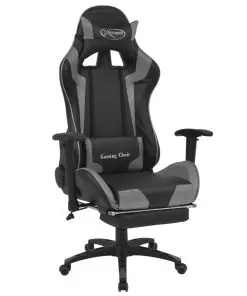 vidaXL Reclining Office Racing Chair with Footrest Grey