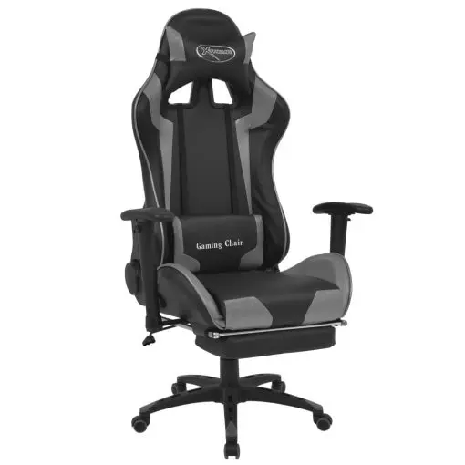 vidaXL Reclining Office Racing Chair with Footrest Grey