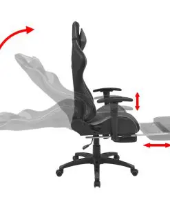 vidaXL Reclining Office Racing Chair with Footrest Grey