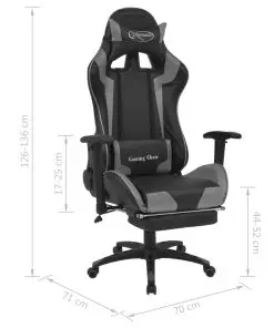 vidaXL Reclining Office Racing Chair with Footrest Grey