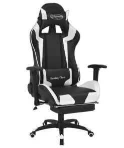 vidaXL Reclining Office Racing Chair with Footrest White