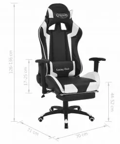 vidaXL Reclining Office Racing Chair with Footrest White