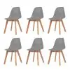 vidaXL Dining Chairs 6 pcs Grey Plastic vidaXL Dining Chairs 6 pcs Grey Plastic