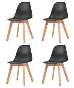 vidaXL Dining Chairs 4 pcs Black Plastic