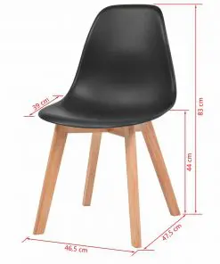 vidaXL Dining Chairs 4 pcs Black Plastic