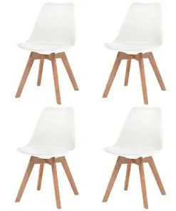 vidaXL Dining Chairs 4 pcs White Faux Leather