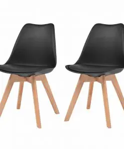 vidaXL Dining Chairs 2 pcs Black Faux Leather