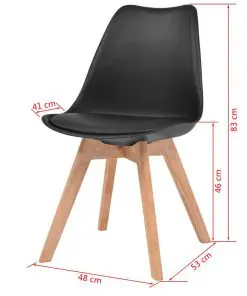 vidaXL Dining Chairs 2 pcs Black Faux Leather