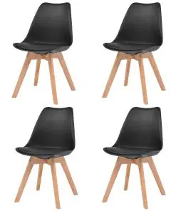 vidaXL Dining Chairs 4 pcs Black Faux Leather