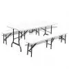 vidaXL Folding Garden Table with 2 Benches 180 cm Steel and HDPE White