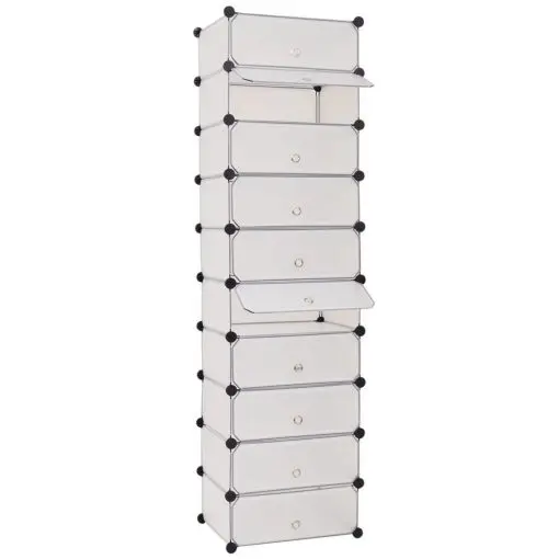 vidaXL Interlocking Shoe Organiser with 10 Compartments White