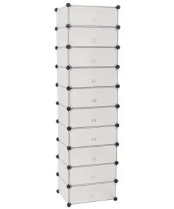 vidaXL Interlocking Shoe Organiser with 10 Compartments White