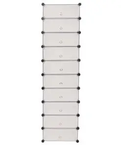 vidaXL Interlocking Shoe Organiser with 10 Compartments White