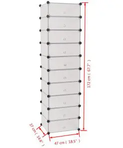 vidaXL Interlocking Shoe Organiser with 10 Compartments White