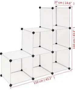 vidaXL Storage Cube Organiser with 6 Compartments White