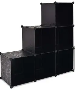 vidaXL Storage Cube Organiser with 6 Compartments Black