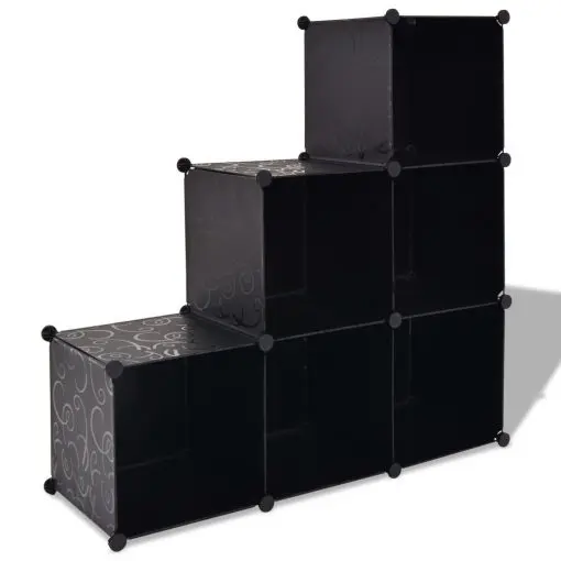 vidaXL Storage Cube Organiser with 6 Compartments Black