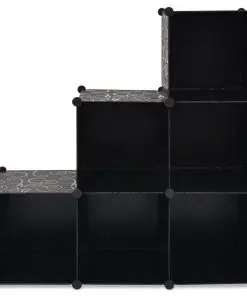 vidaXL Storage Cube Organiser with 6 Compartments Black