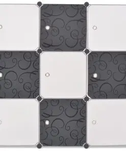 vidaXL Storage Cube Organiser with 9 Compartments Black and White