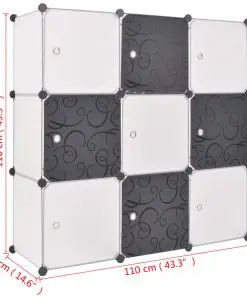 vidaXL Storage Cube Organiser with 9 Compartments Black and White