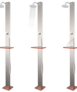 vidaXL Outdoor Shower Brushed Stainless Steel 210 cm