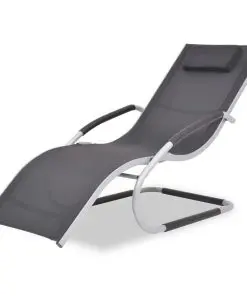 vidaXL Sun Lounger with Pillow Aluminium and Textilene Black