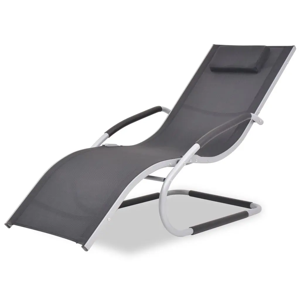 vidaXL Sun Lounger with Pillow Aluminium and Textilene Black